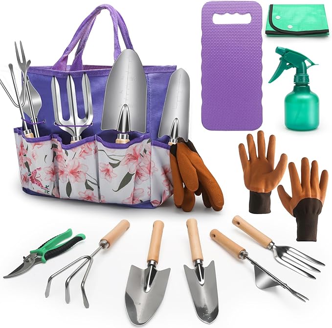 Gardening Tools Set, 11 Piece Garden Hand Tools, Garden Tools Set with Rust-Proof,Fashion and