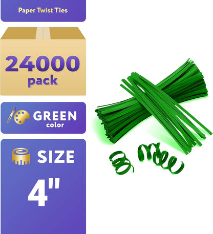 APQ Green Metallic Twist Ties for Bags, 4 inches. 24000 Pack Plastic-Coated Bread Twist Ties for