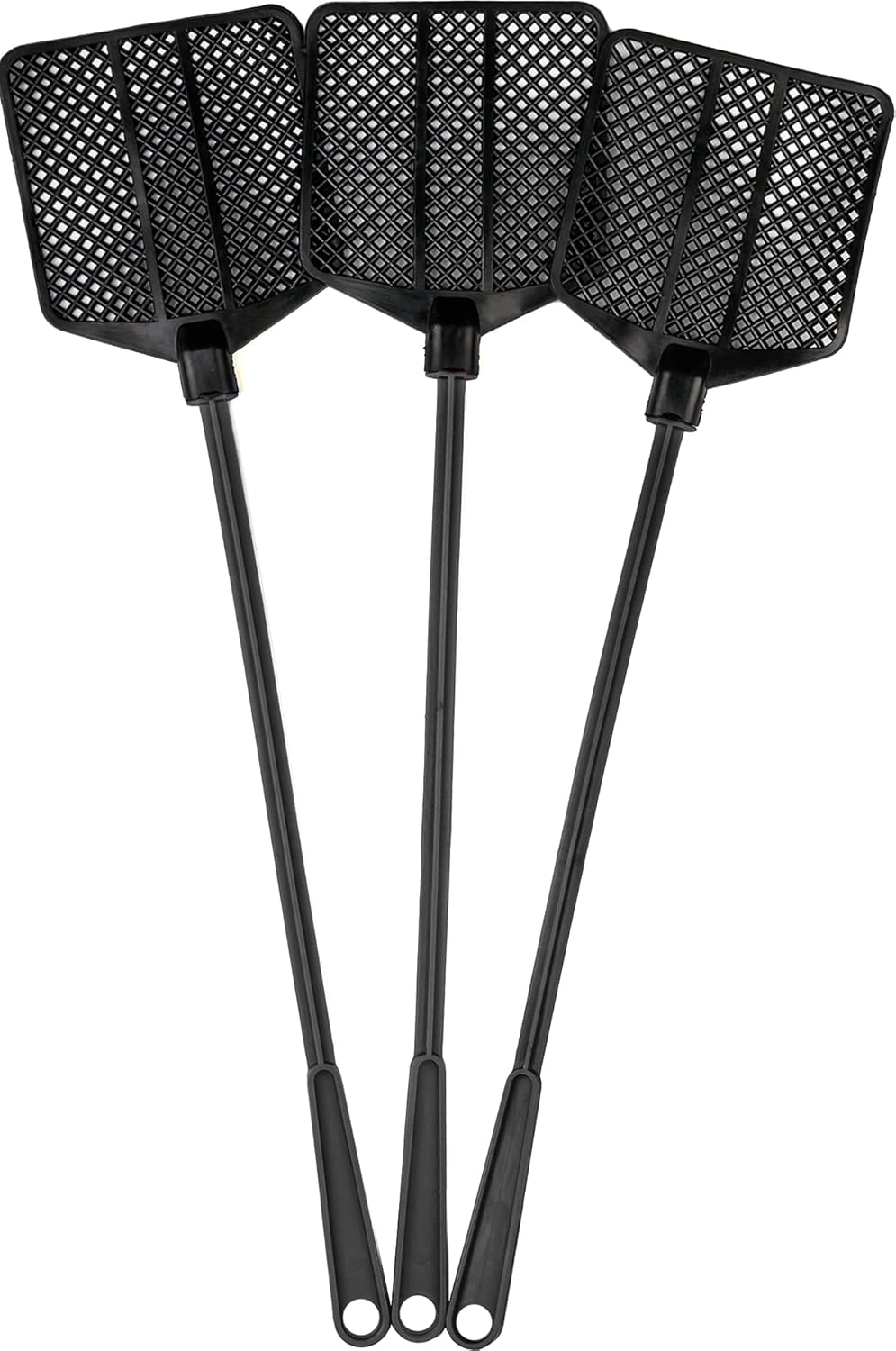 Rubber Fly Swatter, Long Fly Swatter Pack, Fly Swatter Heavy Duty, All Black Colors (3 Pack)