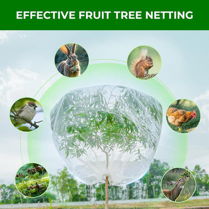Fruit Tree Netting with 2-Way Zipper & Drawstring - 6.4'x6.4' Garden Plant Net Pest Barrier to