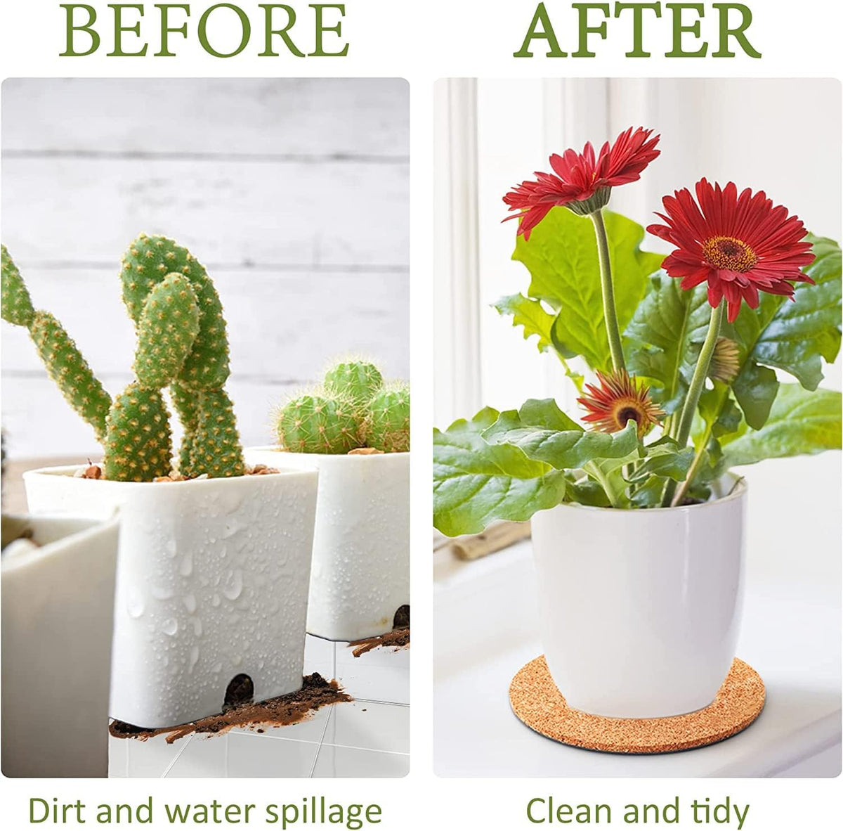 Augshy 8Pcs 6 Inch Cork Plant Saucers Plant Mats Round Coasters Pad for Plants House Garden Indoors