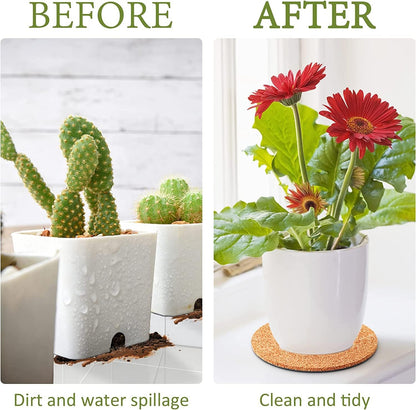 Augshy 8Pcs 6 Inch Cork Plant Saucers Plant Mats Round Coasters Pad for Plants House Garden Indoors