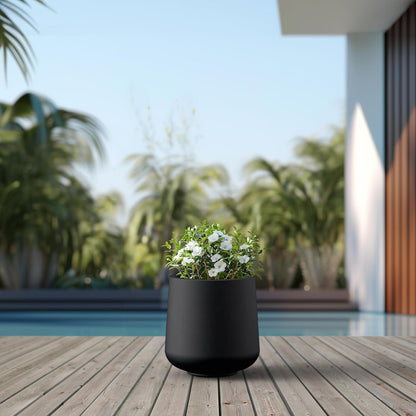 Kante 11.6" Dia Round Concrete Planter, Outdoor Indoor Large Plant Pots Containers with Drainage