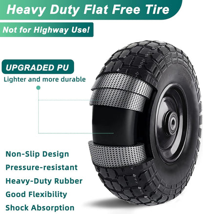 12'' Flat Free Tires Rubber Replacement Solid Tire and Wheel Assemblies for Hand Trucks Garden Cart