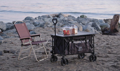 Whitsunday Folding Collapsible Utility Wagon, 400Lbs Heavy Duty Outdoor Park Beach Wagon with Table
