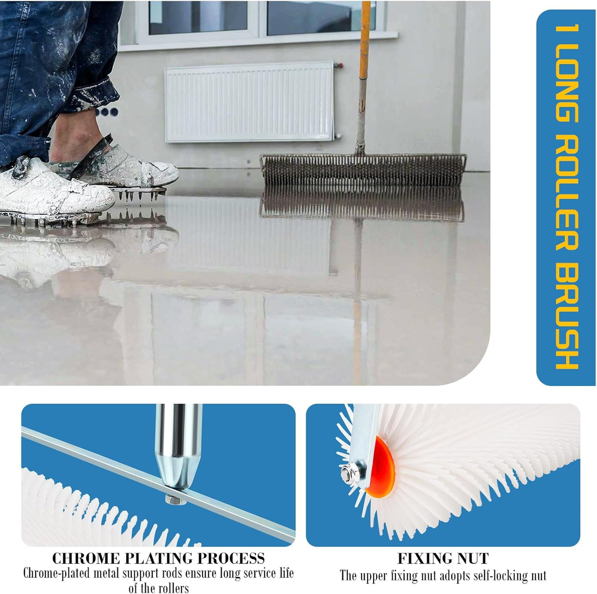 Self Leveling Concrete Tools, Spiked Roller for Self Leveling Epoxy Floor Tool Kit - Cement