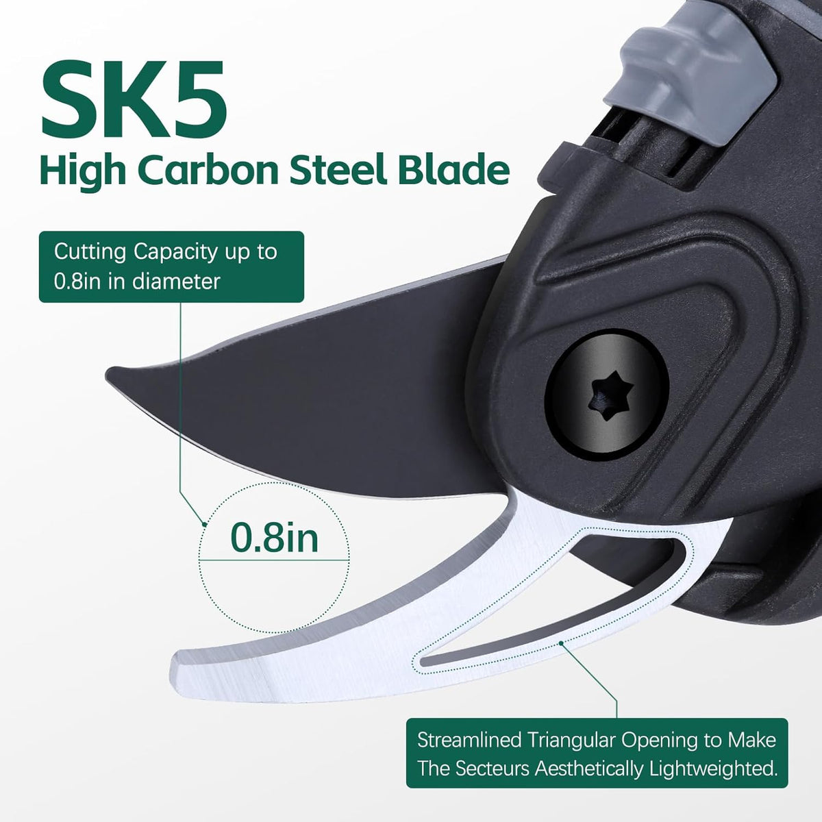 Bypass Secateurs Hand Gardening Pruners Lightweight Garden Pruning Scissors with SK-5 High Carbon