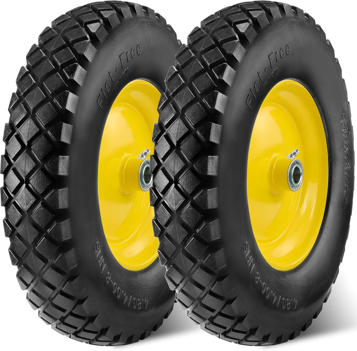 MaxAuto Wheelbarrow Tires 4.80 4.00-8 Flat-Free Tire and Wheel 16 Inch Solid Tires w/Grease