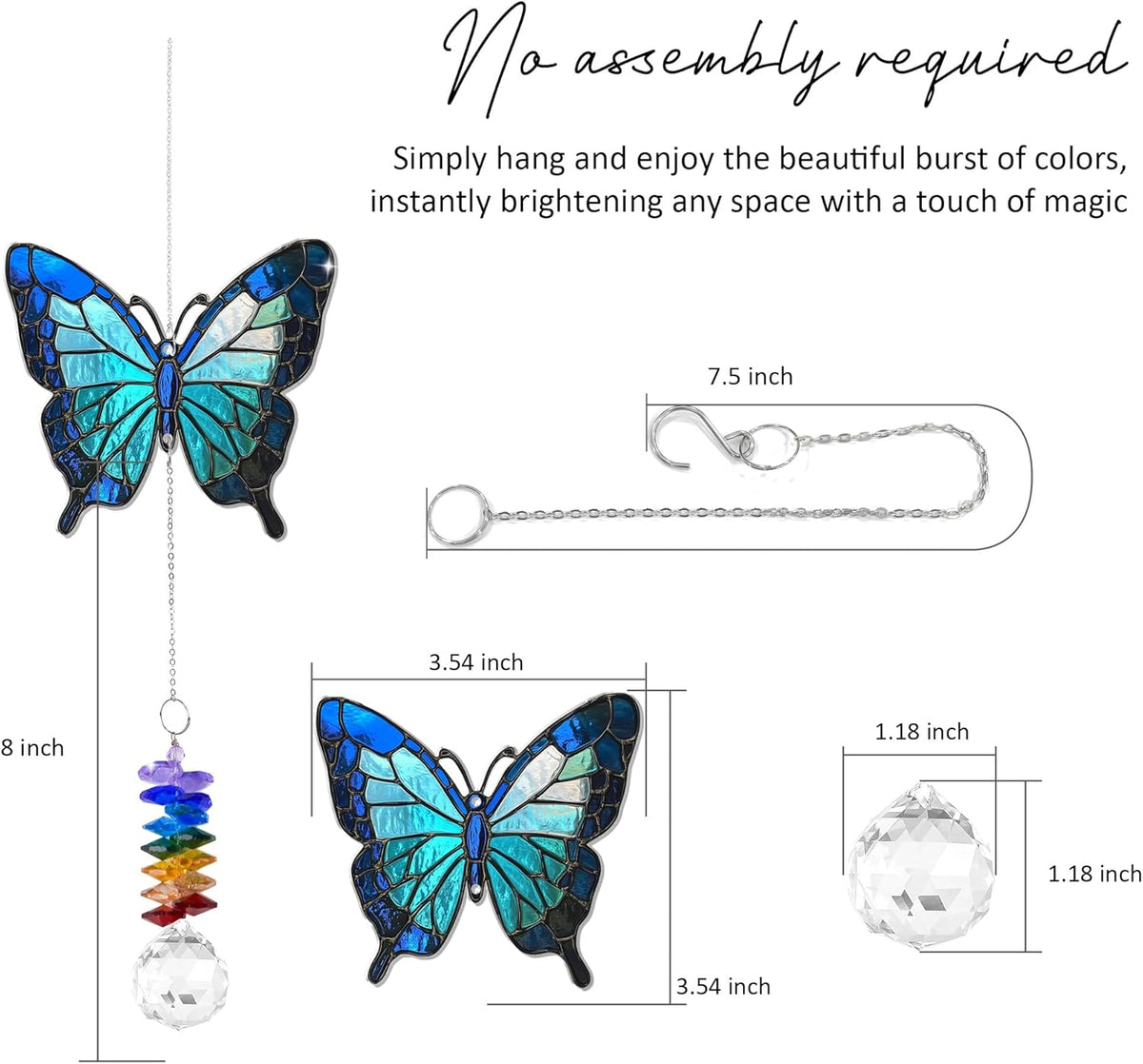 1 Layered Ornament Suncatcher - Blue Butterfly - Home Garden Decor Birthday Gift for Family, Women
