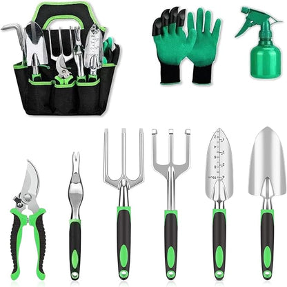 Heavy Duty Gardening Set, Featuring 9 Piece Durable Tools with Comfortable Non Slip Ergonomic