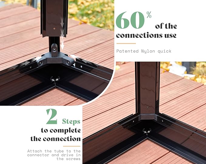 AMERLIFE 14x9.5x9 FT Hybrid Polycarbonate Greenhouse Quick Connector Fast Assembly, Swing 2 Doors