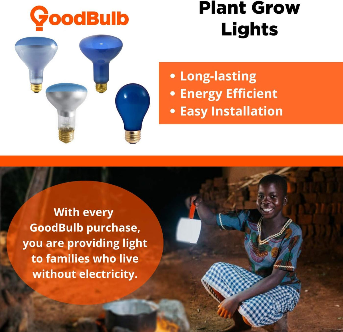 GoodBulb 60W Plant Grow Light Bulb | Blue Color A19 Shape & E26 Base High Output Grow Light Ideal