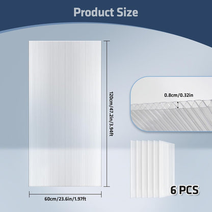 UMIG 6 PCS 4' x 2' x 0.32'' Polycarbonate Greenhouse Panels, Twin-Wall Waterproof UV Protected