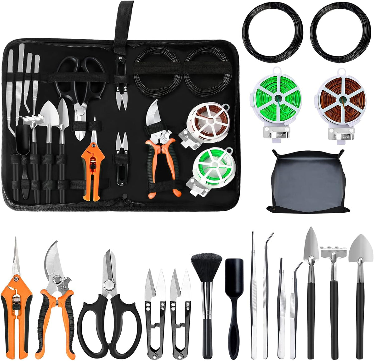 Bonsai Tools Set, 20 Pcs Gardening Succulent Tree Indoor Beginner Tool Kit, Include 262 Feet Bonsai