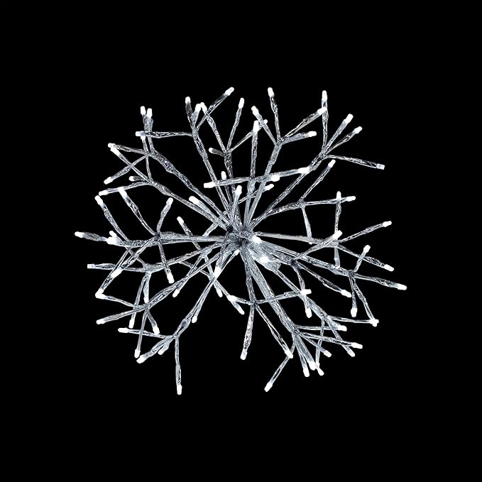 Alpine Corporation 16"H Indoor Holiday 3D Snowflake Hanging Ornament with LED Lights, White , Christmas Decoration