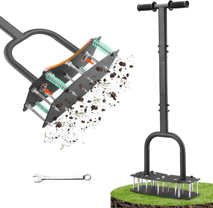 [Bolt-On Base] Lawn Aerator - Kick to Unclog Jammed Springs in 3 Secs! No Welding to Ever Break