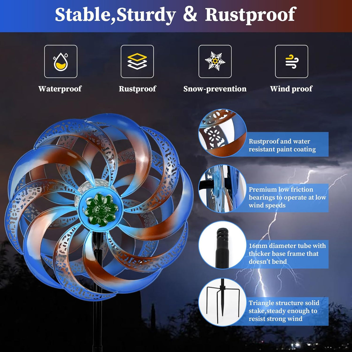 Wind Spinners Outdoor Clearance for Yard and Garden Metal Wind Spinners Outdoor 75 in Kinetic Art