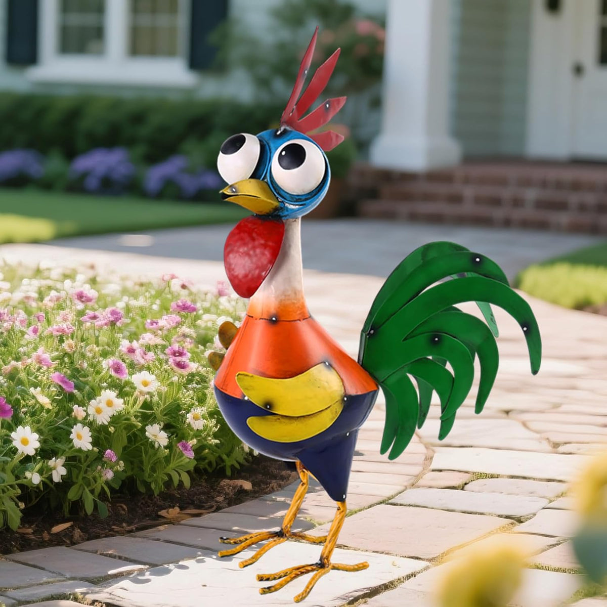 Large Metal Rooster Decor Garden Statue Chicken Yard Art Kitchen Outdoor Decoration Gifts for Women