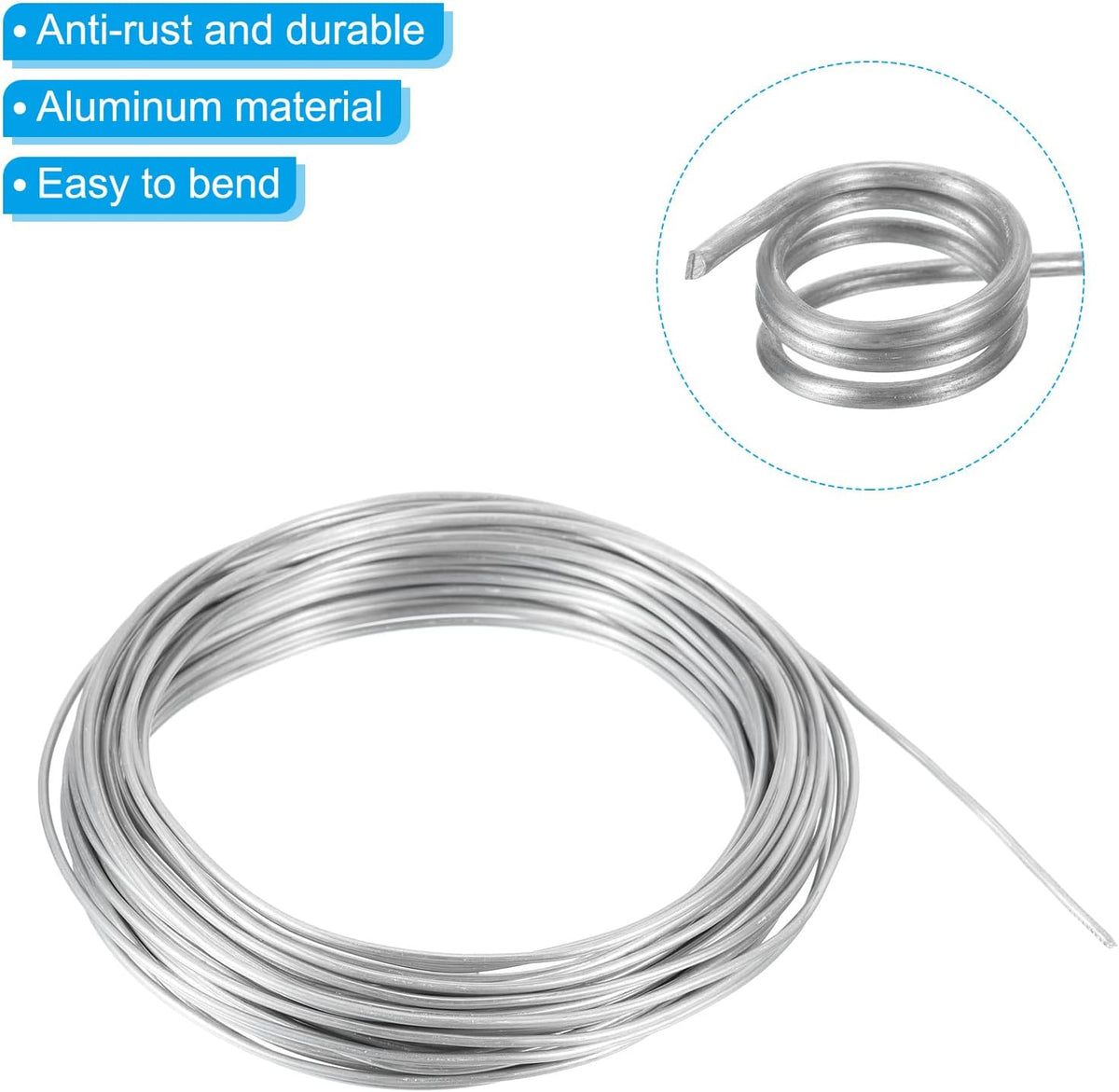 PATIKIL 1.5mm Bonsai Training Wire, 2 Rolls Floral Wire Stems Anodized Aluminum Tree Wire 65.6 Feet