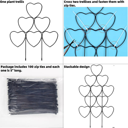 Garden Plant Trellis for Indoor Plants, Stackable Heavy Duty Metal Trellis Supports for Climbing