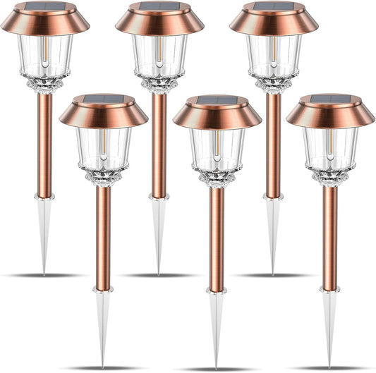 XMCOSY+ Solar Pathway Lights Outdoor - 6 Pack Solar Lights Outdoor Waterproof, 10-40 LM Dimmable