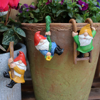3 PCS Garden Gnomes Decor,Outdoor Garden Gnomes Crafts, Resin Statue,Flower Pot Landscape Dwarf for