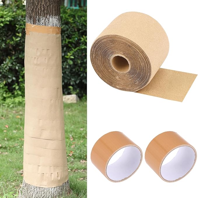 328 Ft Paper Tree Wrap for Damaged Bark, 3.15" Weather Resistant Tree Trunk Protectors Wraps to
