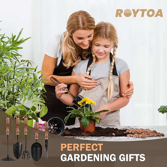 Garden Tool Set, 5PCS Gardening Tools, Stainless Steel Heavy Duty Hand Cultivator, Hoes, Shovel