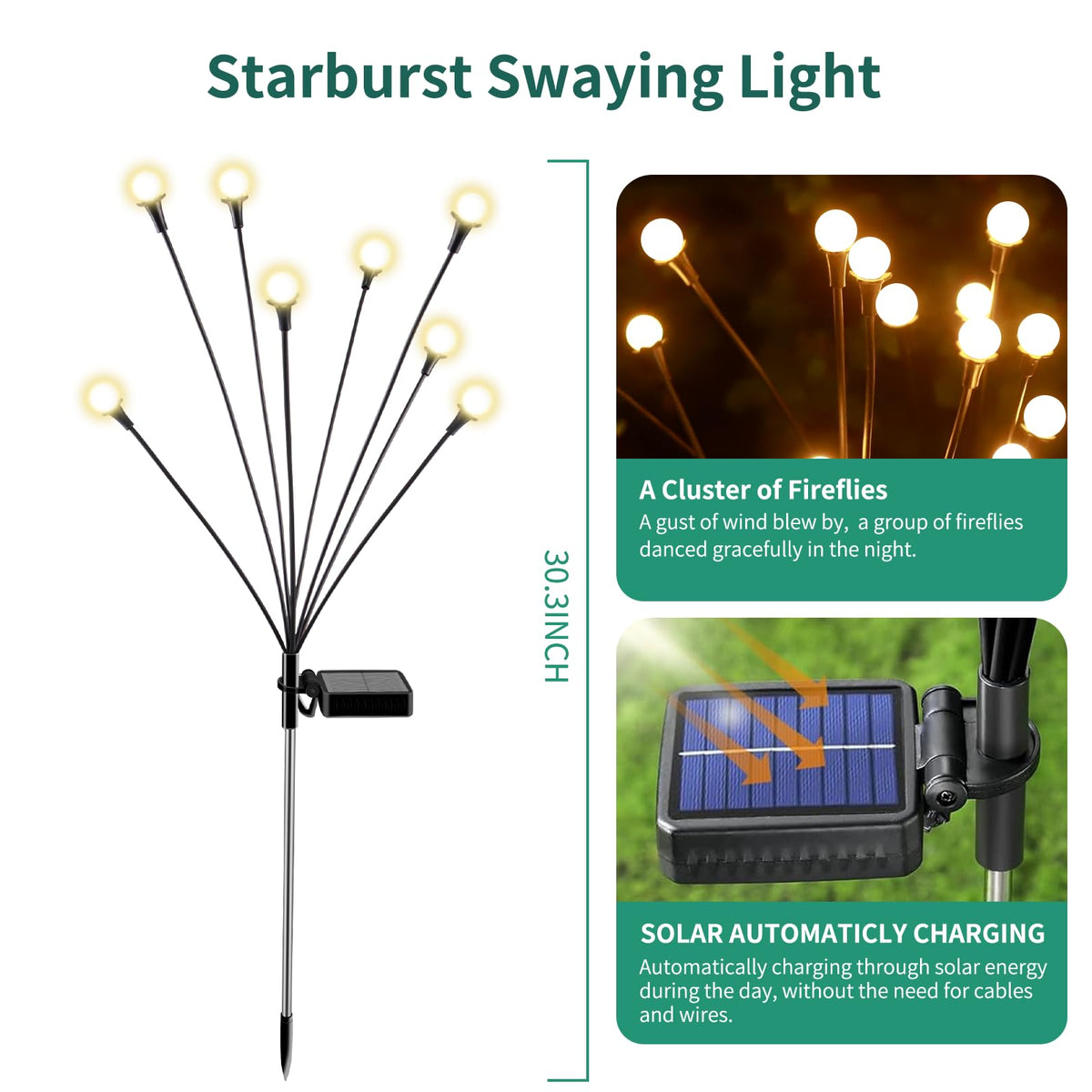 vignuto Solar Lights Outdoor Waterproof 4 Pack of 32 LEDs Garden Patio Firefly Decoration Unique