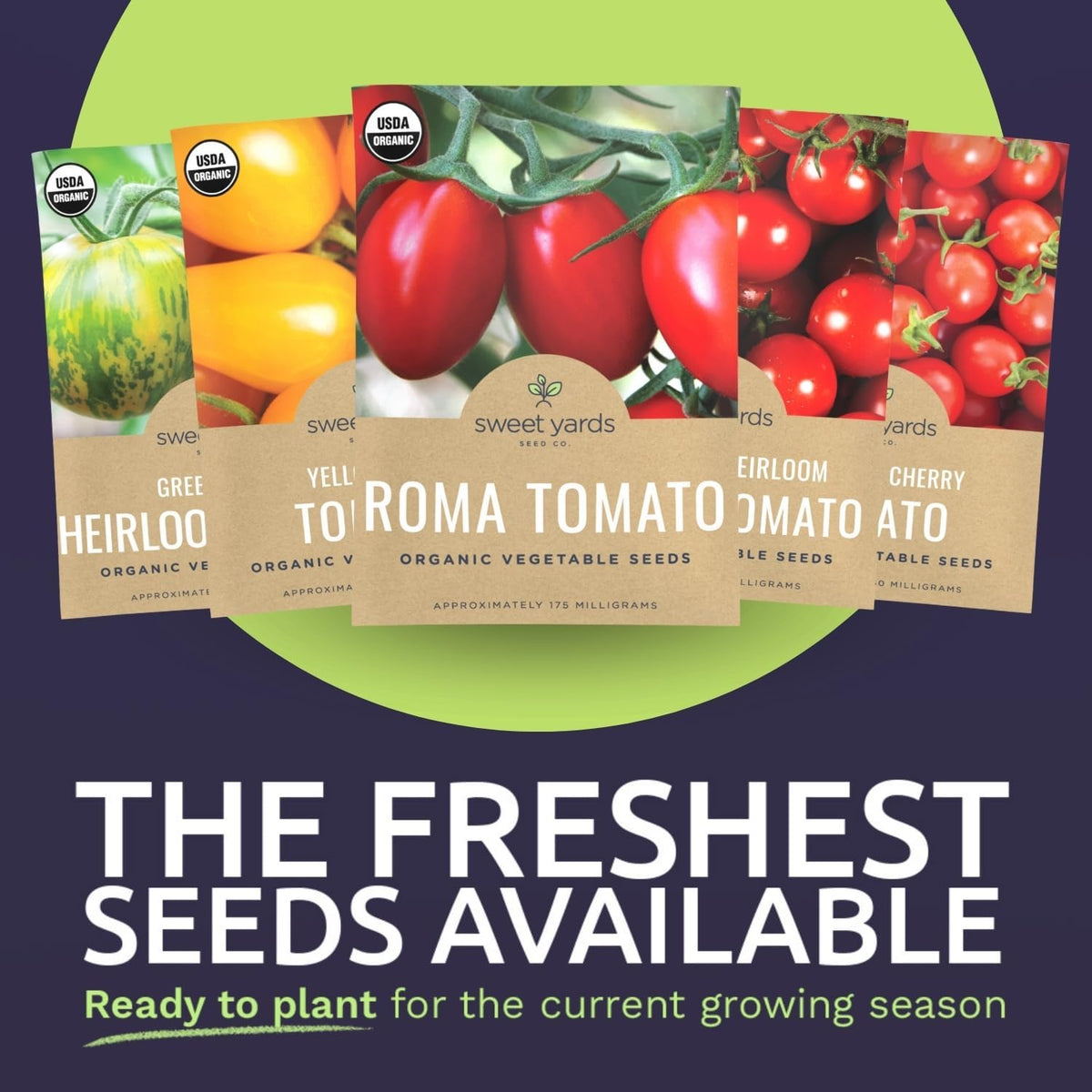 Organic Cherry Tomato Seeds Variety Pack - 5 Individual Packs - 2025 Season - Green Zebra, Matt's