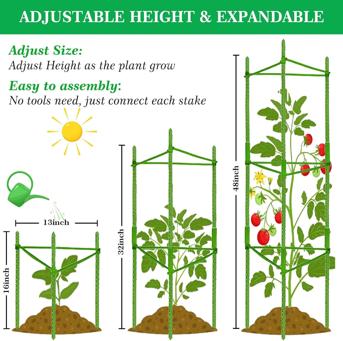 Moirsunt 4Pack Tomato Cages Plant Cages 4ft Multifunctional Tomato Support Garden Trellis Tomato