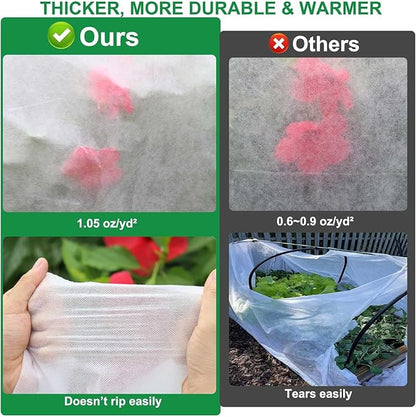 KLEWEE Plant Covers Freeze Protection 10 x 50 Ft, 1.05 oz/yd² Thicker Frost Cloth Plant Freeze