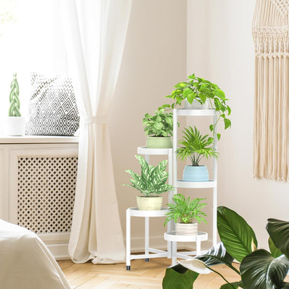 iDavosic.ly Plant Stand Indoor Outdoor, 5 Tier Corner Metal Flower Display Holder Shelf, Folding