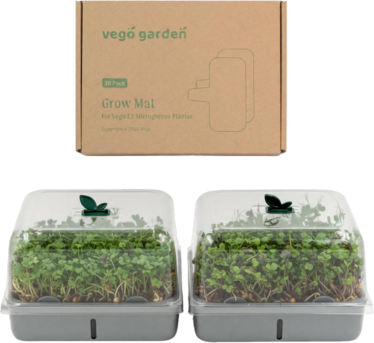 Self-Watering Microgreens Growing Kit with 20 Capillary Grow Mats and Humidity Domes, 4 Trays for