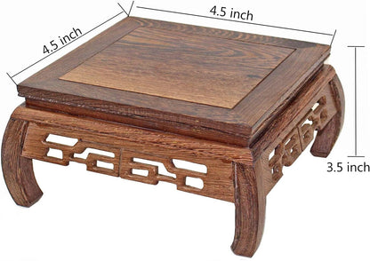 GOLDY&WENDY Chinese Style Wooden Base Rosewood Carved Flower Bonsai Display Stand Art Antique