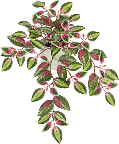 Briful Small Faux Plants Indoor Artificial Potted Silk Plants Fake Watermelon Peperomia Trailing