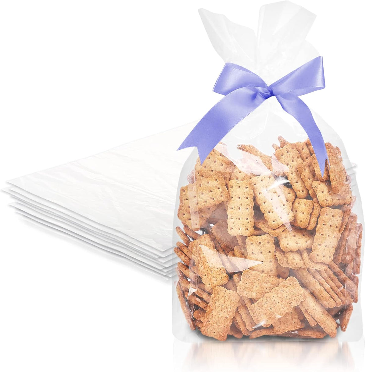 Gusseted Plastic Bags, 8 x 4 x 18 Inches. Pack of 1000 Clear Gusseted Poly Bags. 2 Mil Polyethylene