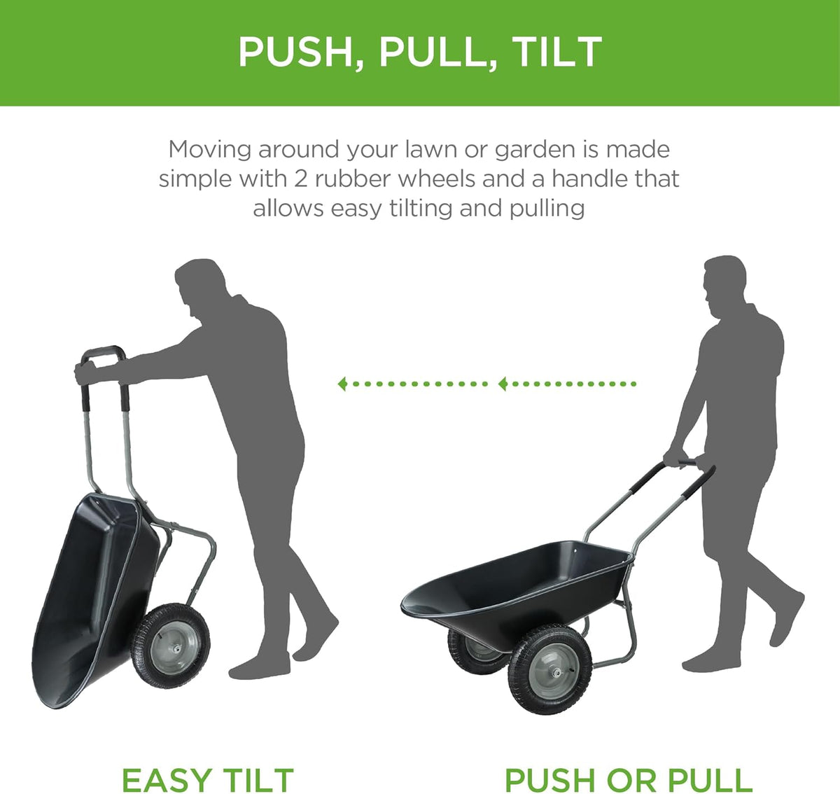 Best Choice Products Dual-Wheel Home Utility Yard Wheelbarrow Garden Cart w/Built-in Stand for