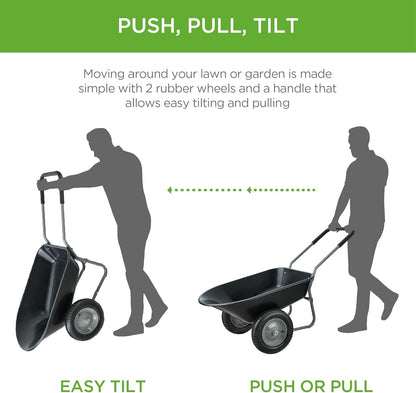 Best Choice Products Dual-Wheel Home Utility Yard Wheelbarrow Garden Cart w/Built-in Stand for