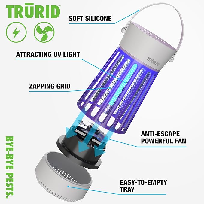 Fly Trap Indoor Bug Zapper, UV LED Mosquito Repellent Outdoor Patio, Portable Electric Zapper with