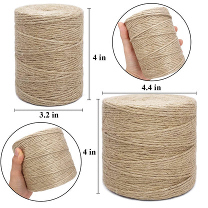 500FT Jute Twine Rope 3mm Natural Thick Garden Twine String Heavy Duty for Gardening Bundling
