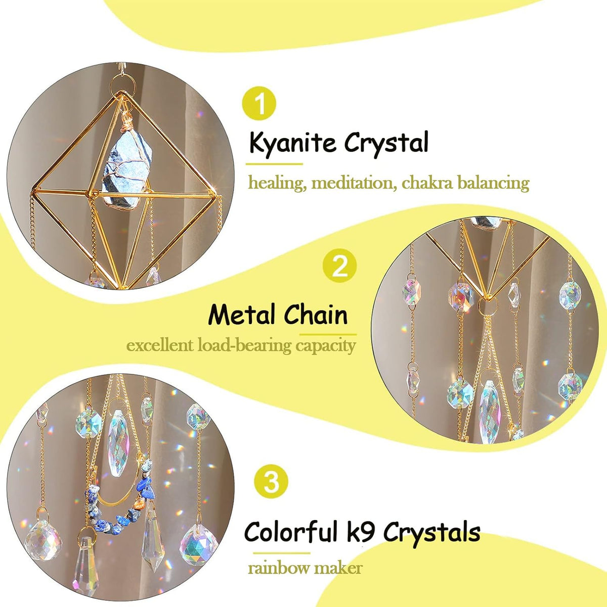 Lapis Lazuli Crystal Suncatcher-Window Hanging Garden Suncatcher Healing Blue Crystal Rainbow Maker