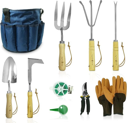 Garden Tools Set – Premium Stainless Steel Gardening Hand Tools with Solid Beechwood Handle