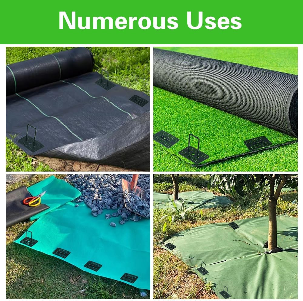 Bakulyor 100 Pcs Green Artificial Turf Stakes Anchor + 100 Pcs Buffer Washer, 6 Inch 11 Gauge