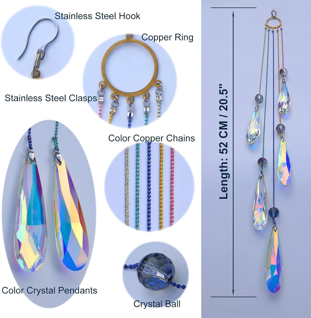 Crystals Teardrop Prisms Suncatcher Hanging Ornament Rainbow Maker for Home,Garden Decoration
