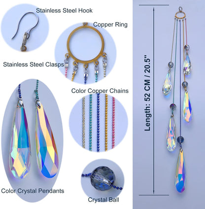Crystals Teardrop Prisms Suncatcher Hanging Ornament Rainbow Maker for Home,Garden Decoration