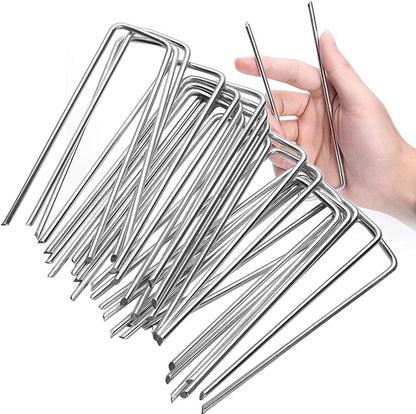 100 Pieces 6 Inch 11 Gauge Galvanized Landscape Staples,Stakes for Outdoor Decorations, Anti-Rust