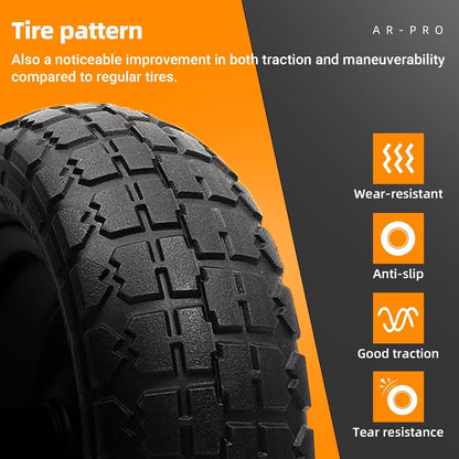 AR-PRO (4-Pack) 13" Flat Free Tire and Wheel - with 5/8" Axle Bore Hole, 2.17" Offset Hub - 13 lnch