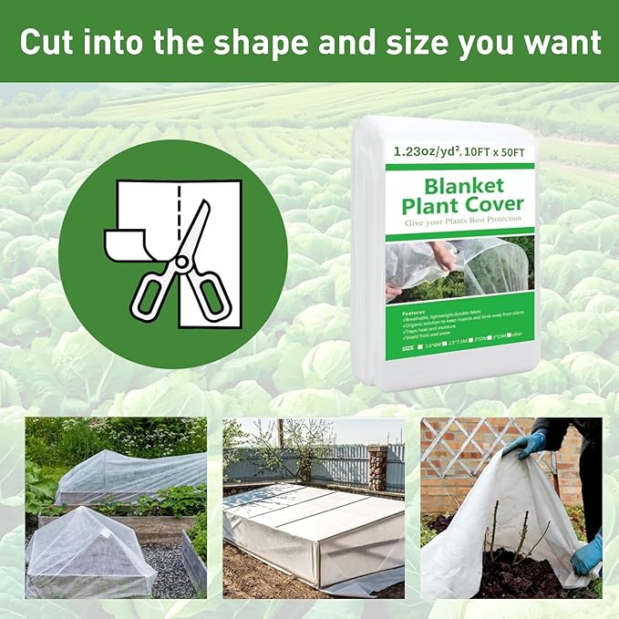 2 Pack Plant Covers Freeze Protection, 10ft x 50ft Frost Blanket for Plants Tree Blanket Cover
