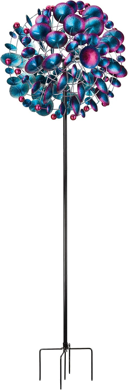 Regal Art & Gift Globe Wind Spinner – Metal Yard Decorations Outdoor | Kinetic Garden Spinner for